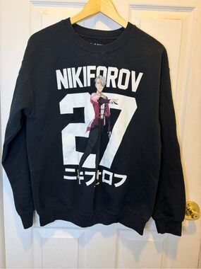 Yuri! On Ice Black Graphic 'NIKIFOROV 27' Crewneck Sweatshirt